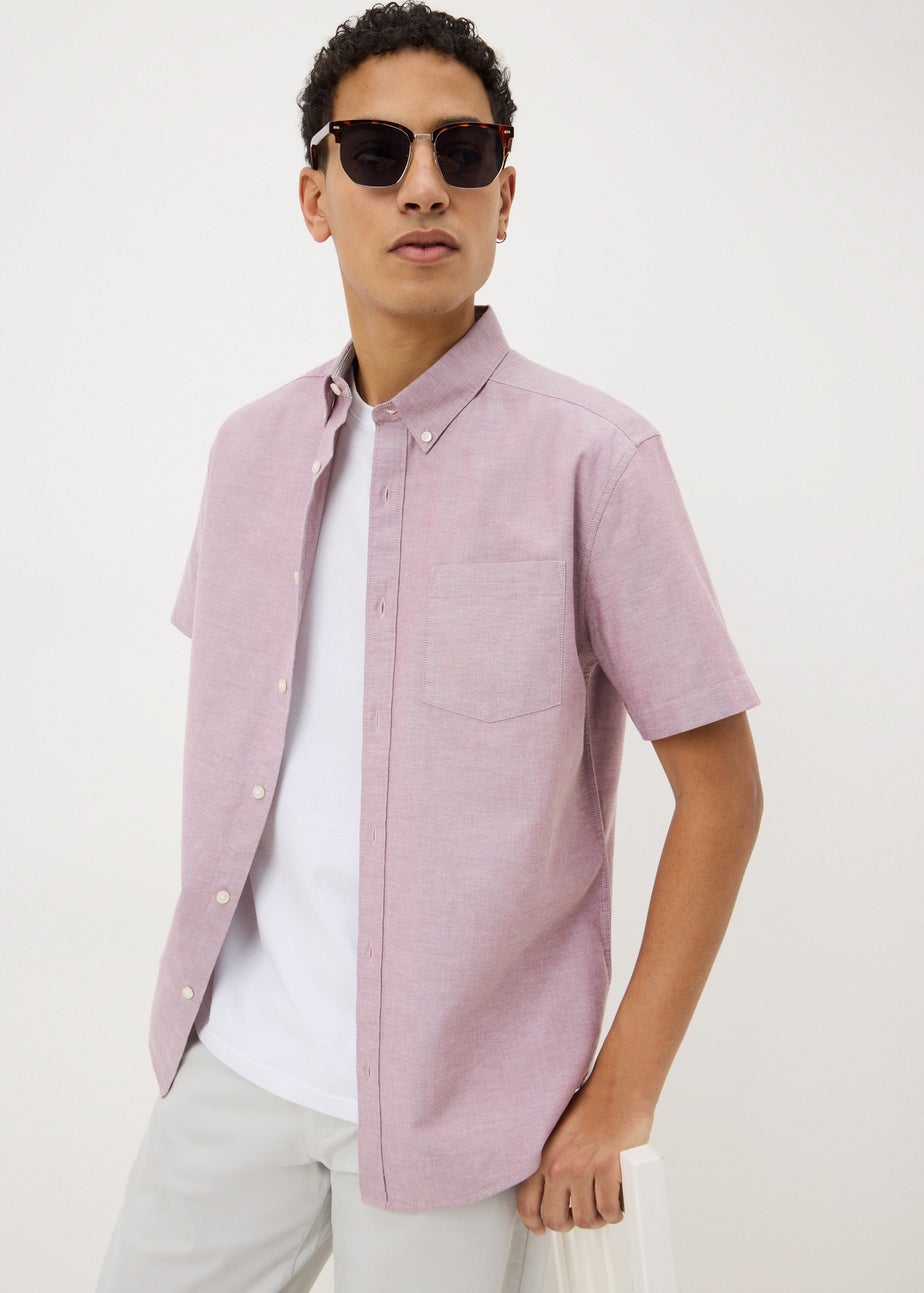 Burgundy Short Sleeve Oxford Shirt