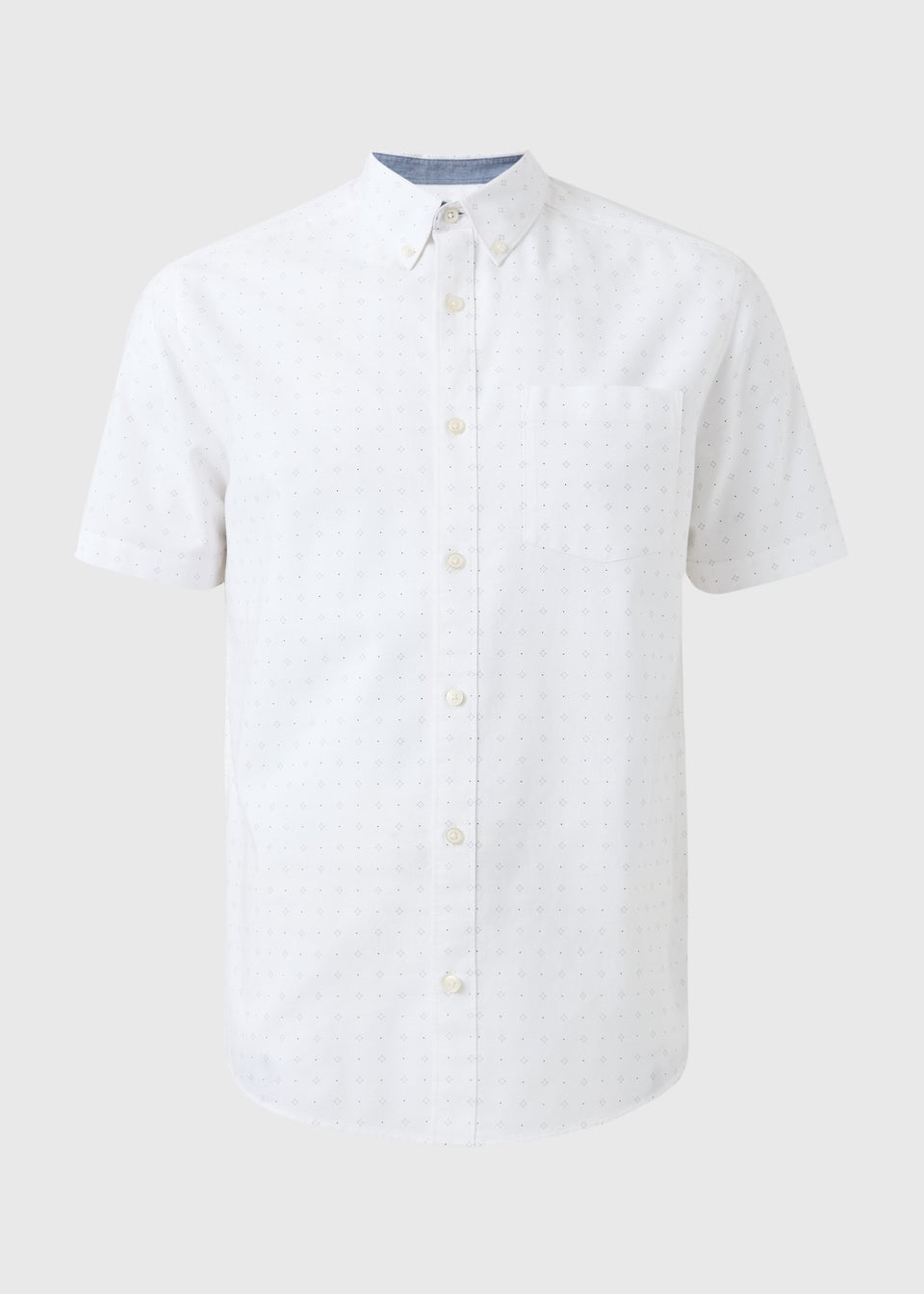 White Geo Short Sleeve Oxford Shirt