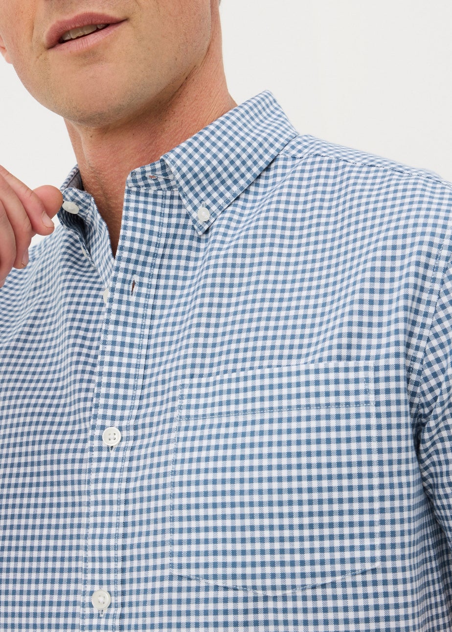 Blue Gingham Short Sleeve Oxford Shirt