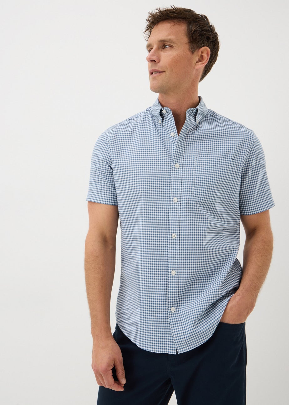 Blue Gingham Short Sleeve Oxford Shirt