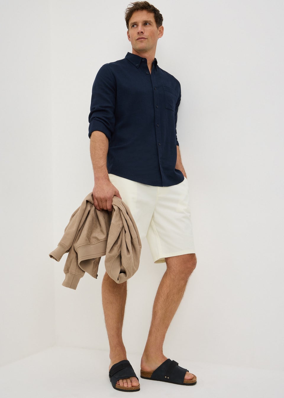 Ecru Regular Fit Chino Shorts