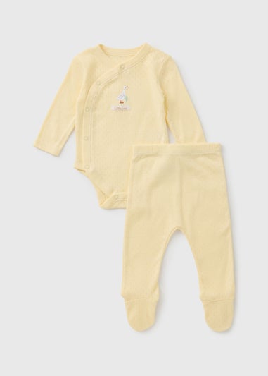 Baby Yellow Spring Animal Pointelle Bodysuit & Trouser Set (Newborn-12mths)