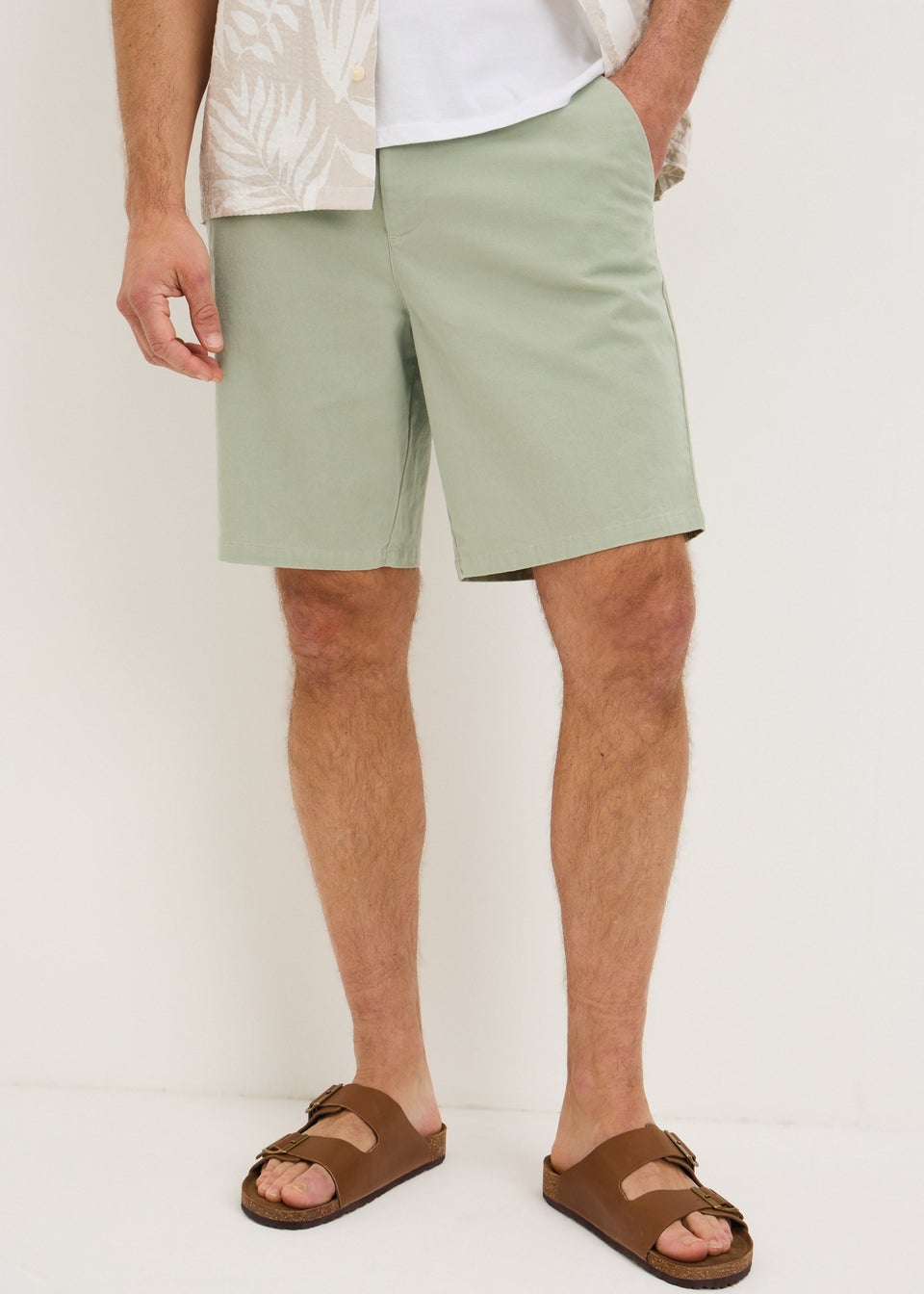 Sage Green Regular Fit Chino Shorts