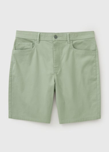 Sage Green Textured Regular Fit Chino Shorts