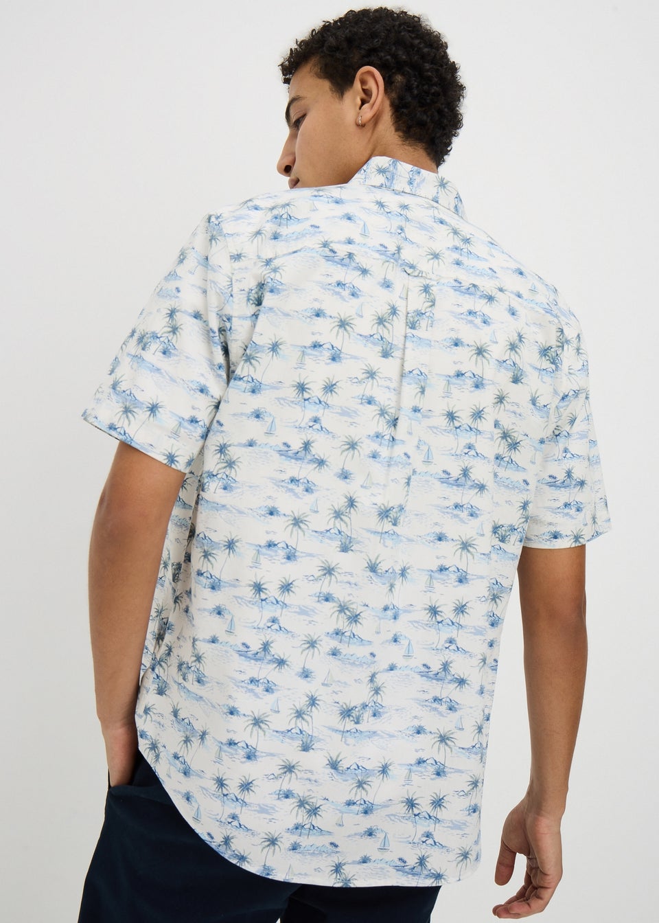 Ecru Island Print Short Sleeve Shirt