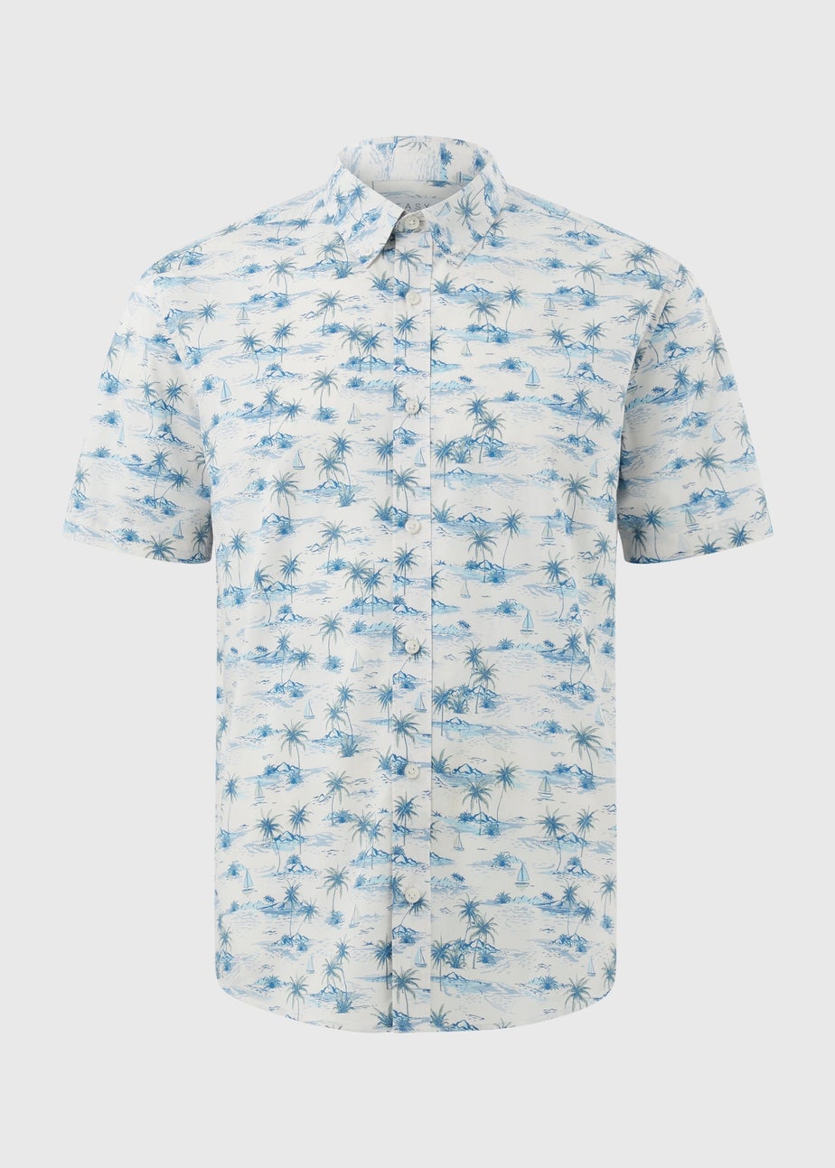 Ecru Island Print Short Sleeve Shirt