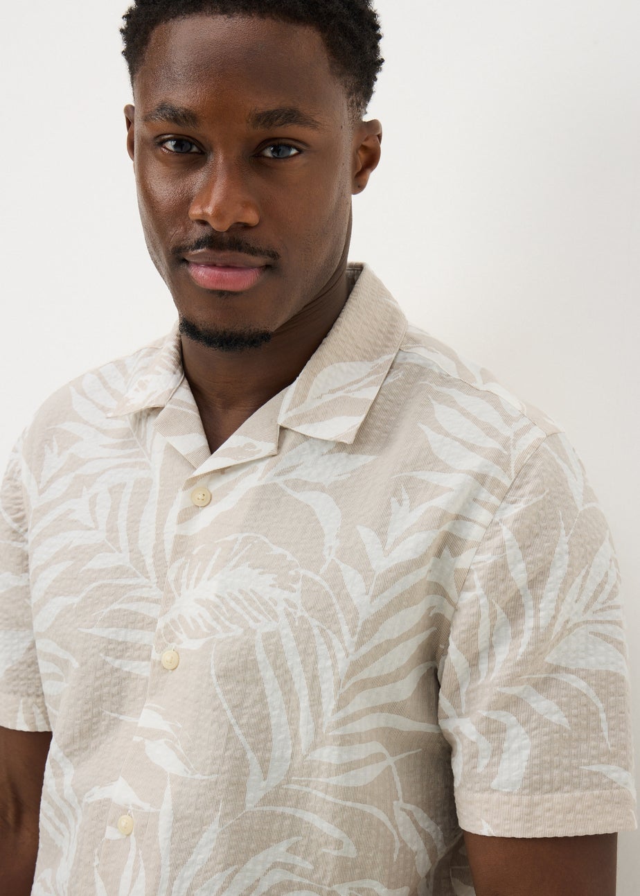Stone Palm Seersucker Short Sleeve Shirt