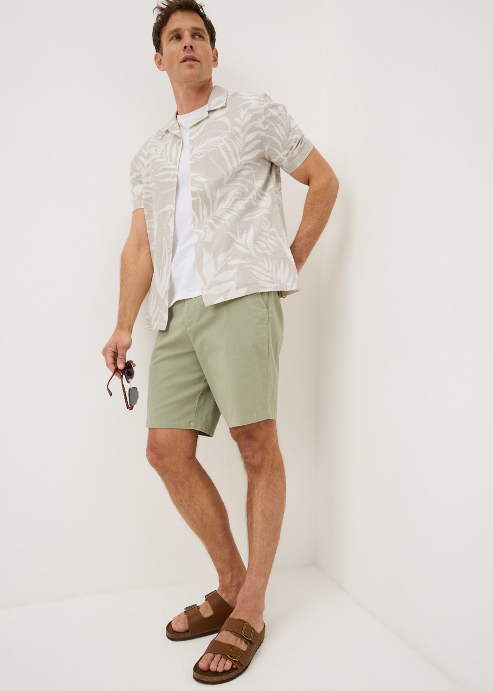 Stone Palm Seersucker Short Sleeve Shirt