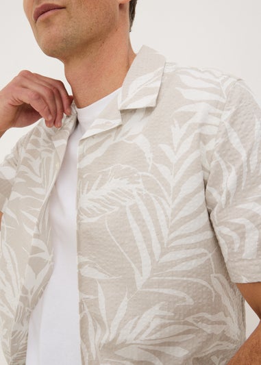 Stone Palm Seersucker Short Sleeve Shirt