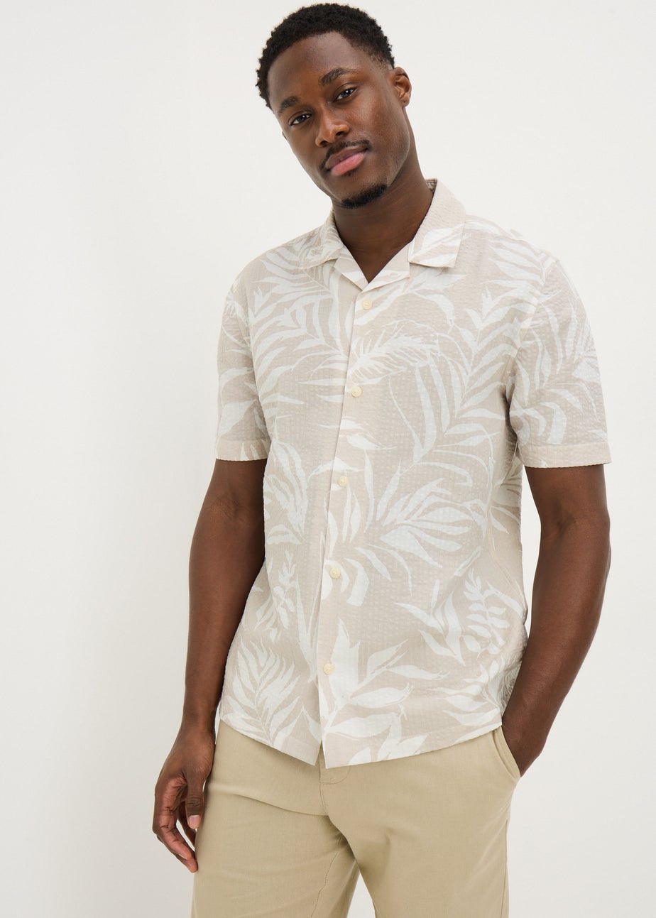 Stone Palm Seersucker Short Sleeve Shirt