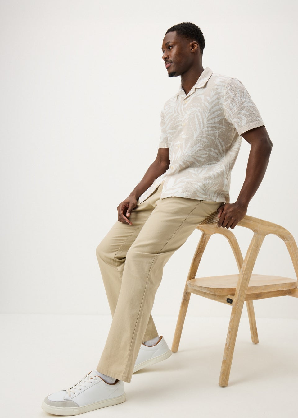 Stone Palm Seersucker Short Sleeve Shirt