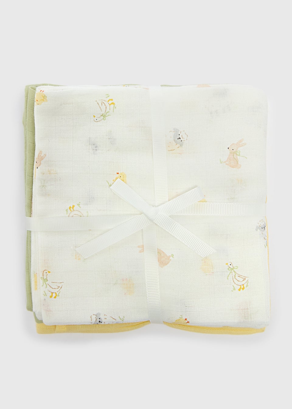 3 Pack Baby Multicolour Spring Animal Muslin Cloths