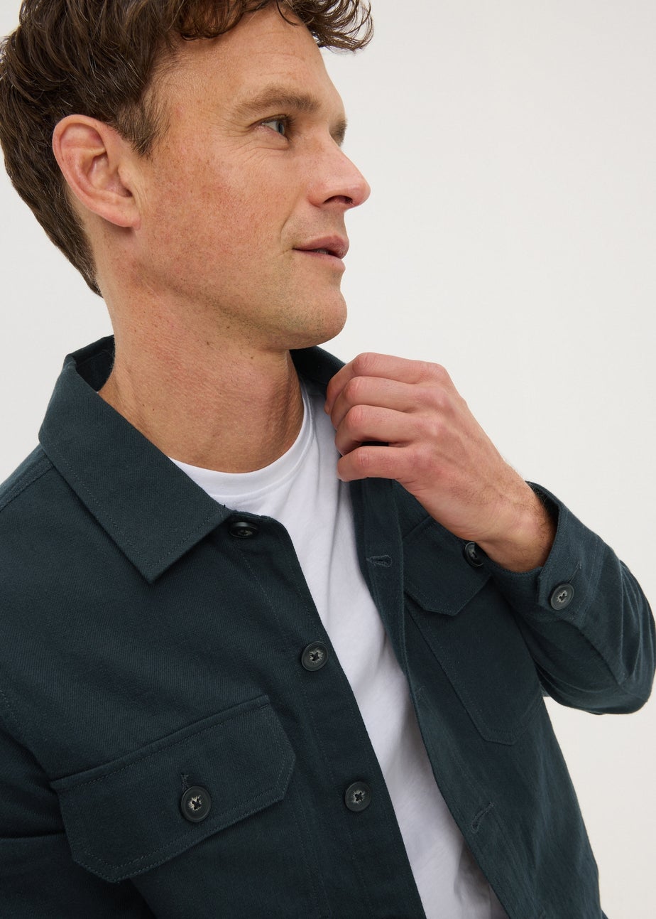 Navy Linen Blend Shacket