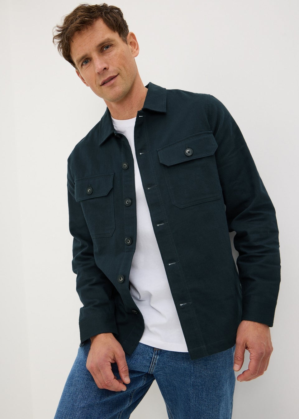 Navy Linen Blend Shacket