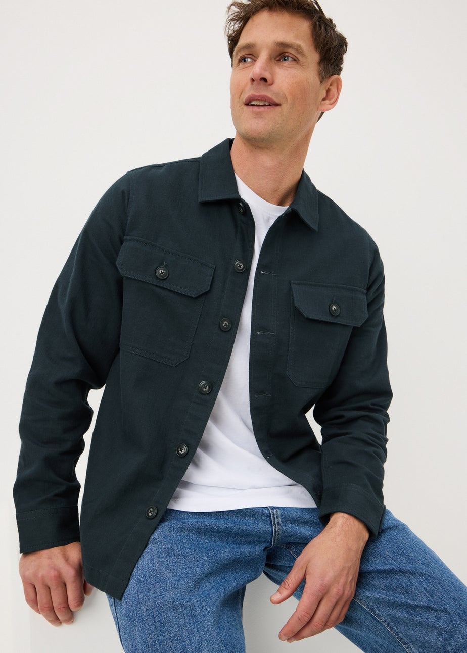 Navy Linen Blend Shacket