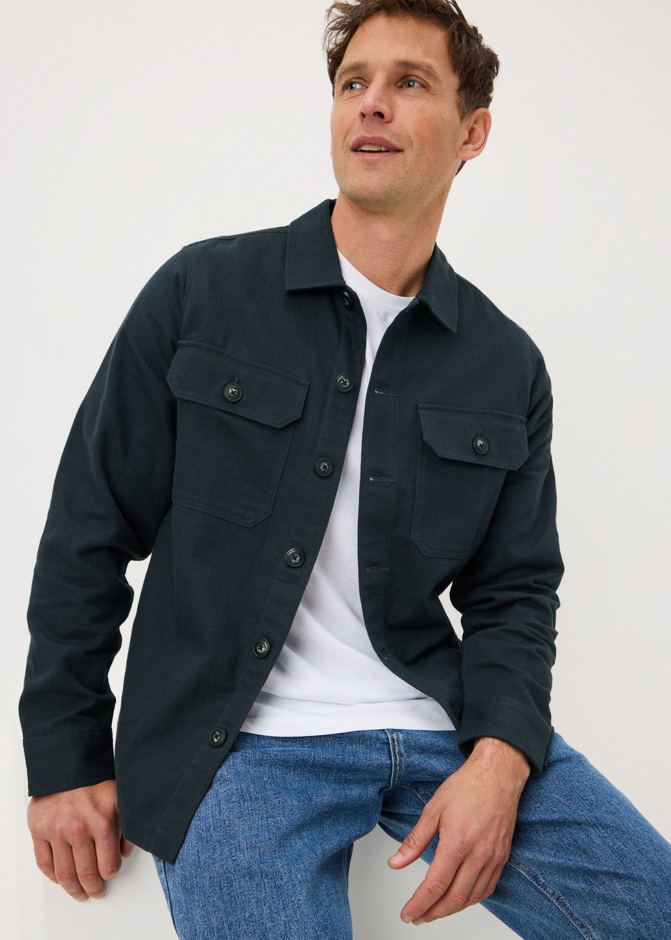 Navy Linen Blend Shacket