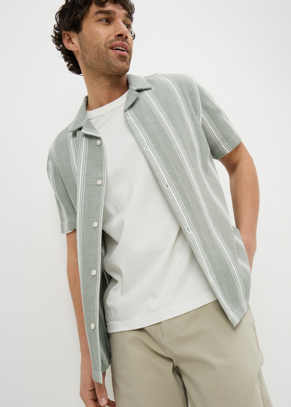 Khaki Stripe Cheesecloth Shirt