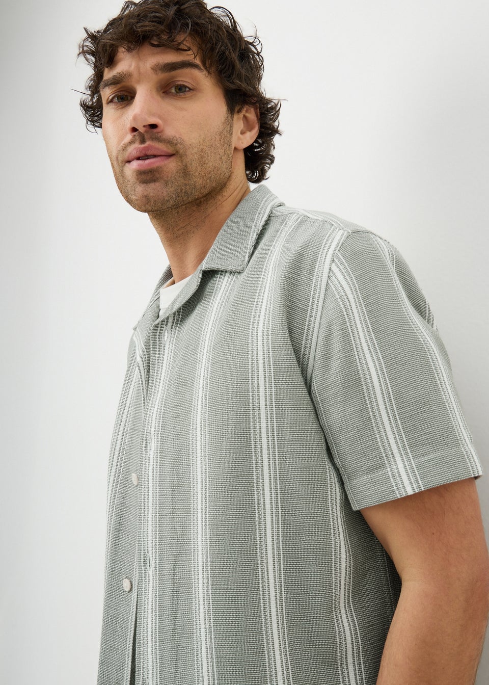 Khaki Stripe Cheesecloth Shirt