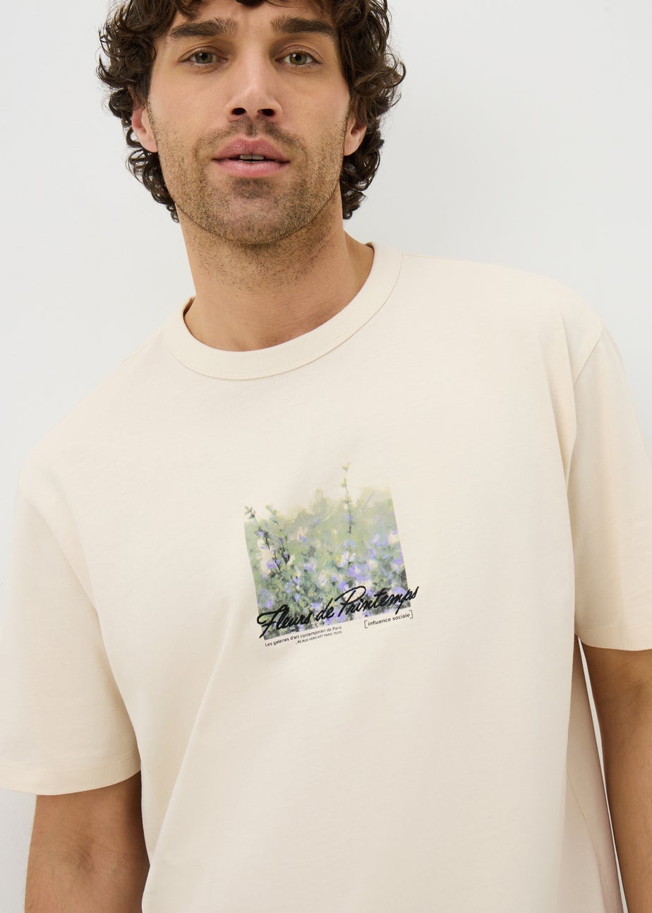 Ecru Floral Graphic T-Shirt