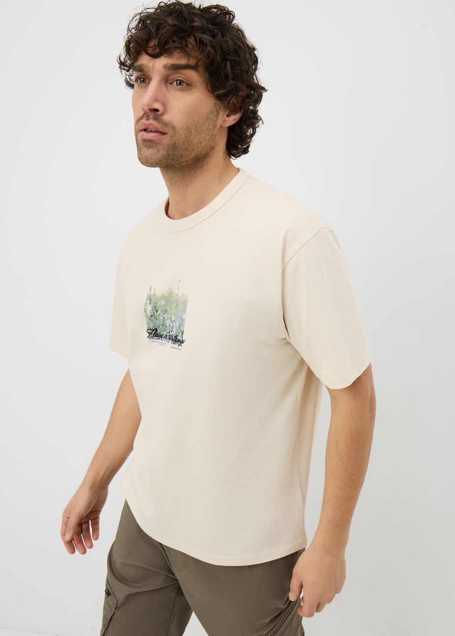 Ecru Floral Graphic T-Shirt