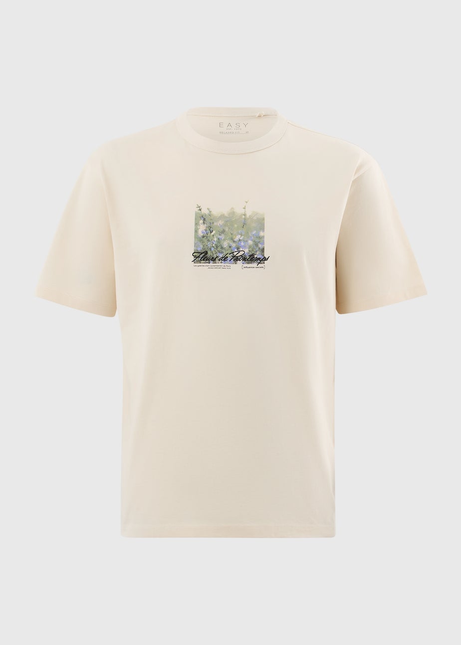 Ecru Floral Graphic T-Shirt
