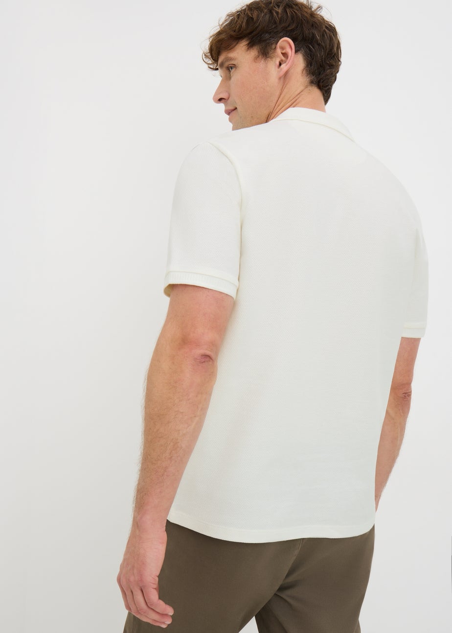 Ecru Smart Bubble Zip Polo Shirt