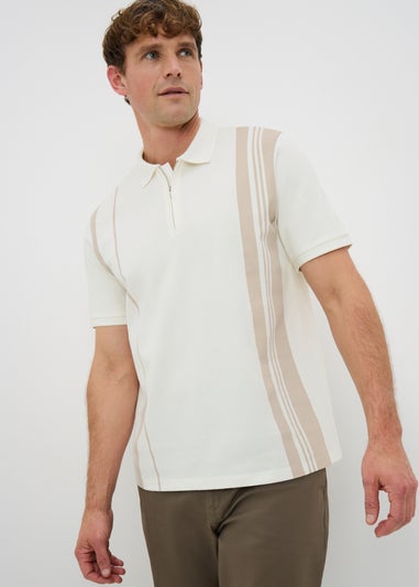 Ecru Smart Bubble Zip Polo Shirt