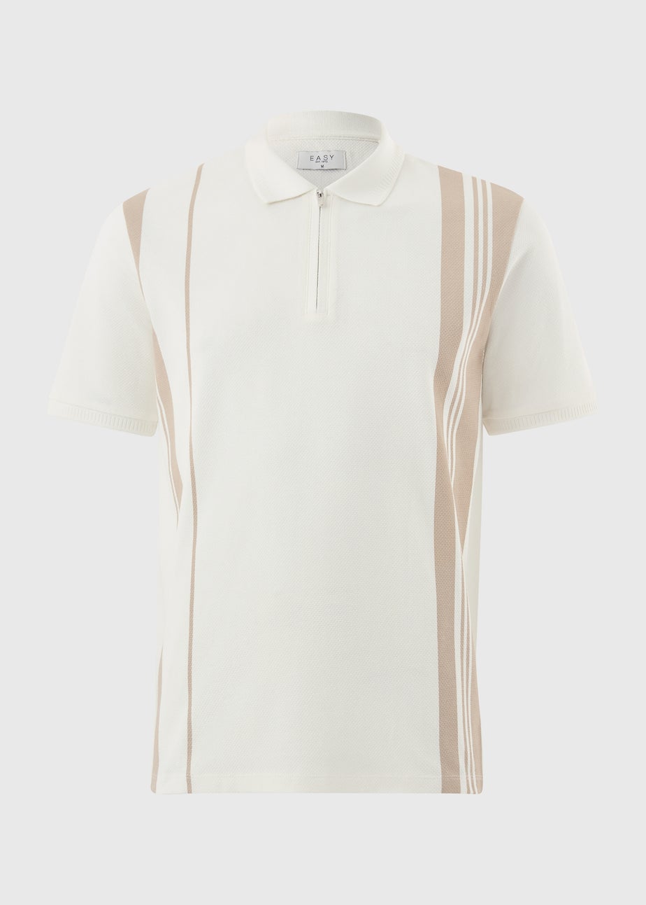 Ecru Smart Bubble Zip Polo Shirt