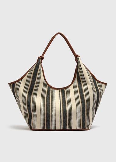 Black Stripe Canvas Tote Bag