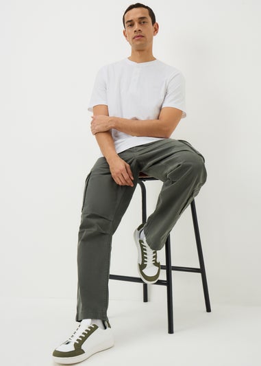 White Grandad Collar T-Shirt