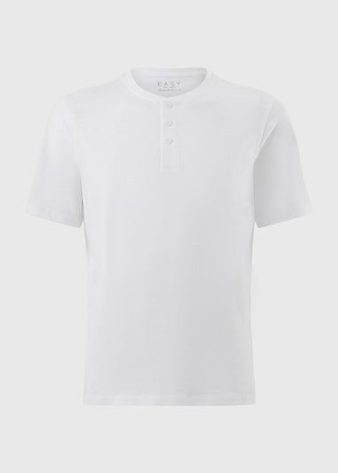 White Grandad Collar T-Shirt