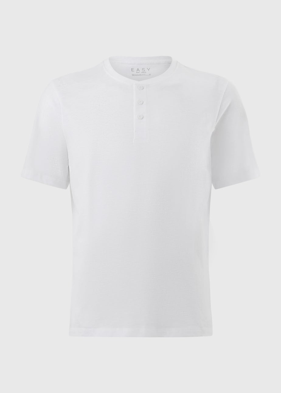White Grandad Collar T-Shirt