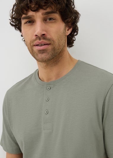Sage Grandad Collar T-Shirt