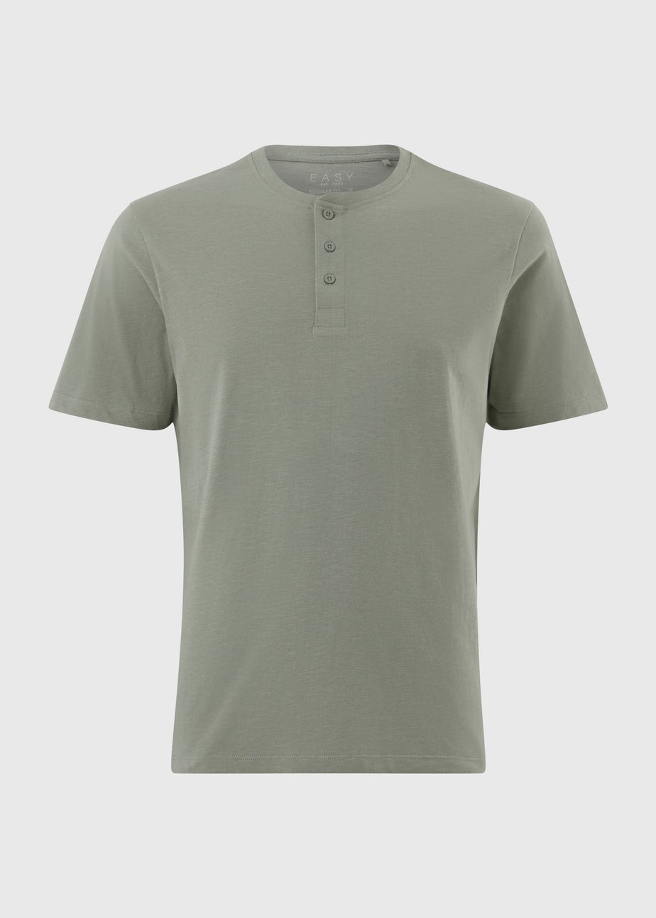 Sage Grandad Collar T-Shirt