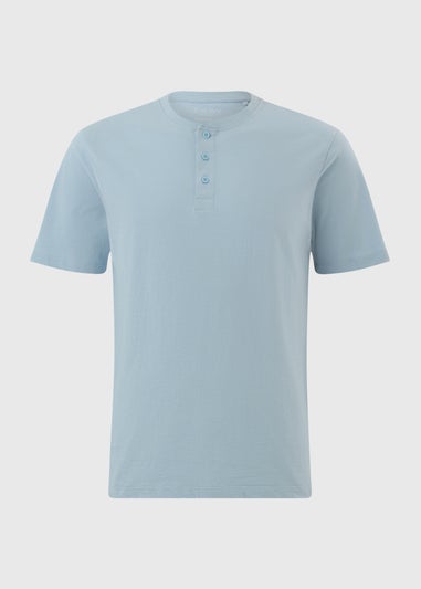 Blue Grandad Collar T-Shirt