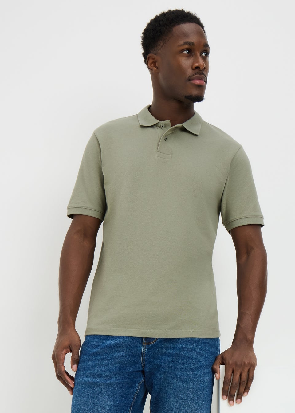 Khaki Solid Polo Top