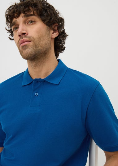 Blue Solid Polo Top