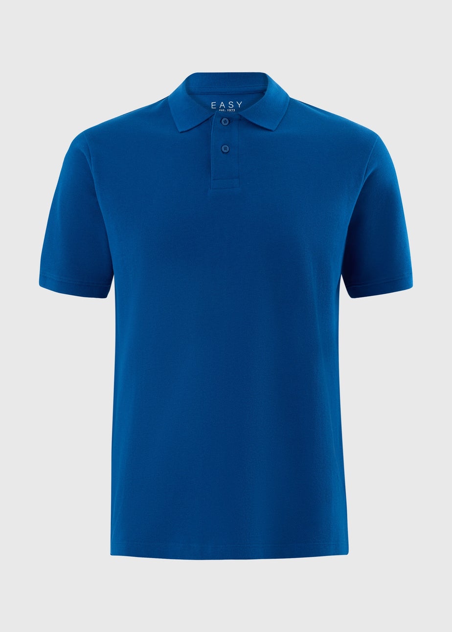 Blue Solid Polo Top