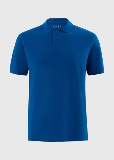 Blue Solid Polo Top