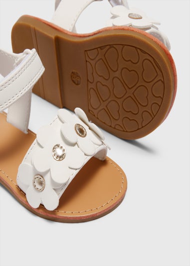 Girls White Flower Sandals (Younger 4-9)