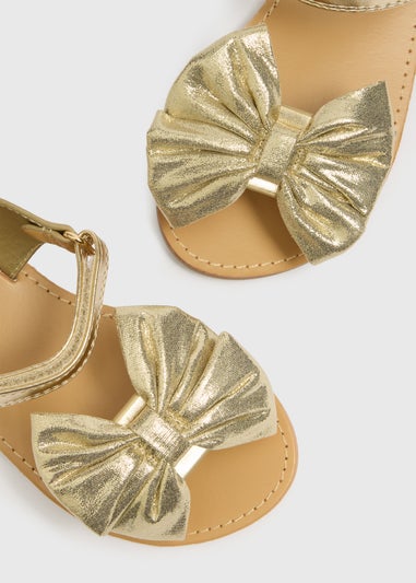 Girls Gold Bow Sandals (Younger 10-Older 5)