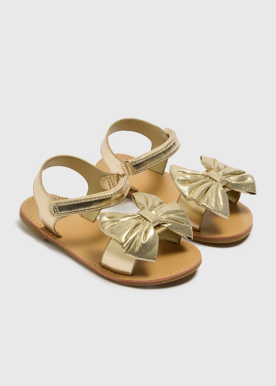 Girls Gold Bow Sandals (Younger 10-Older 5)