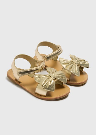 Girls Gold Bow Sandals (Younger 10-Older 5)