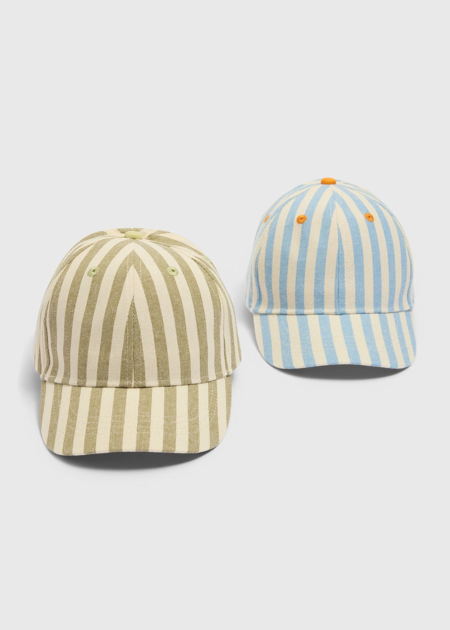 2 Pack Kids Stripe Caps (3-10yrs)