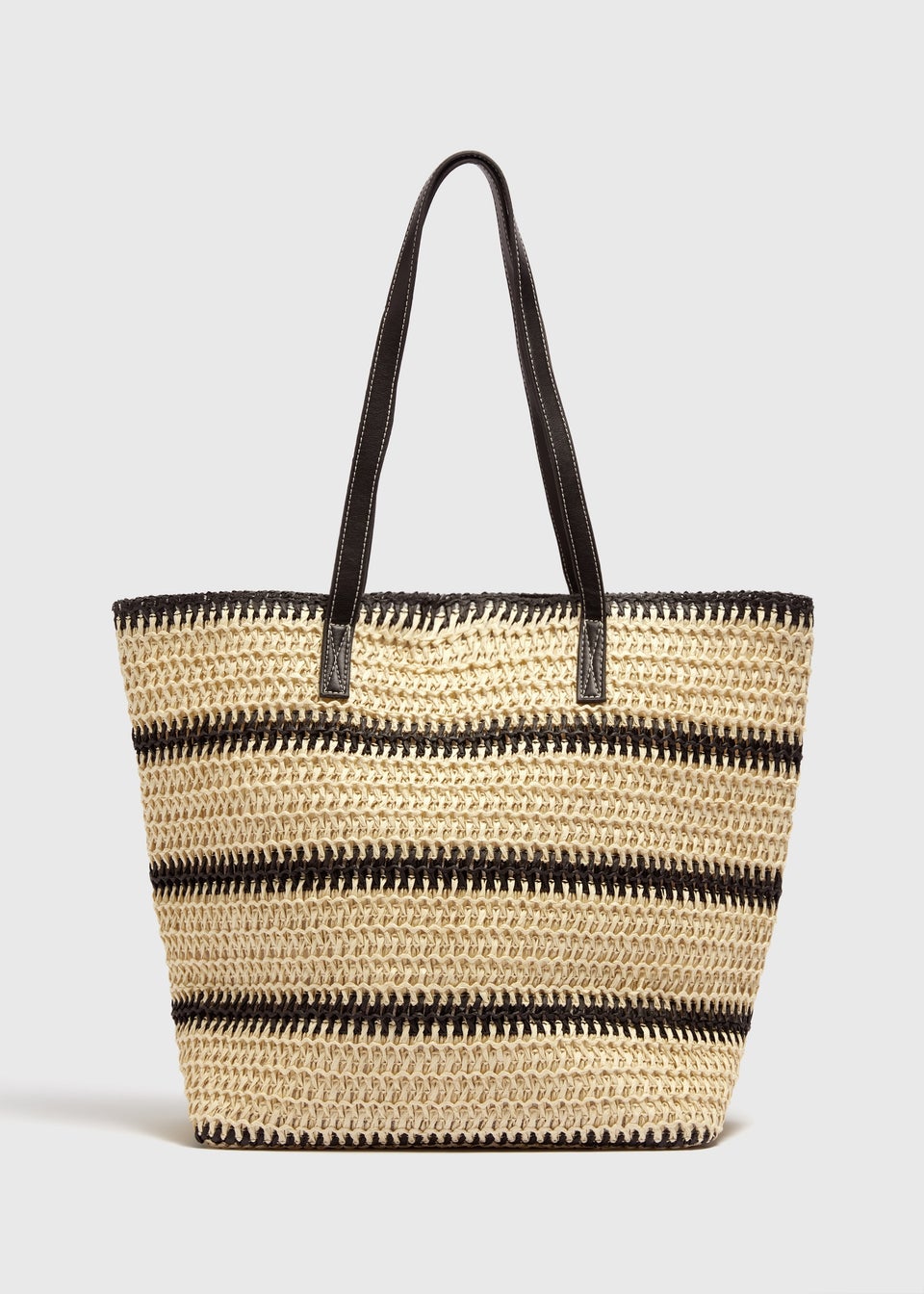 Monochrome Stripe Straw Shopper Bag