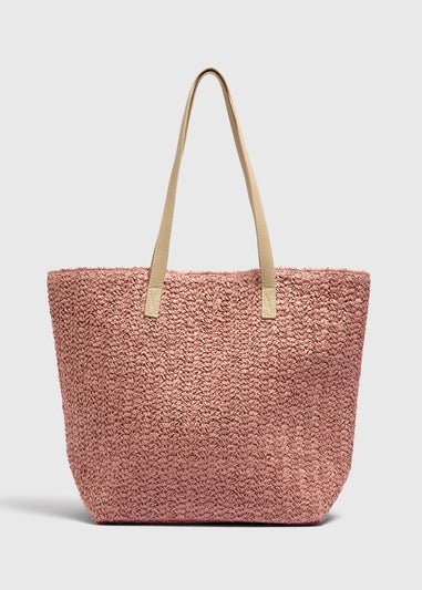 Pink Straw Shopper Bag