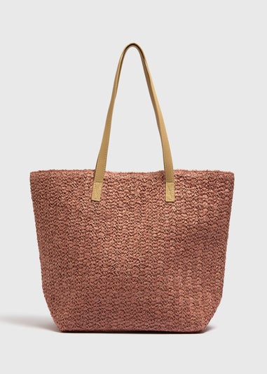 Pink Straw Shopper Bag