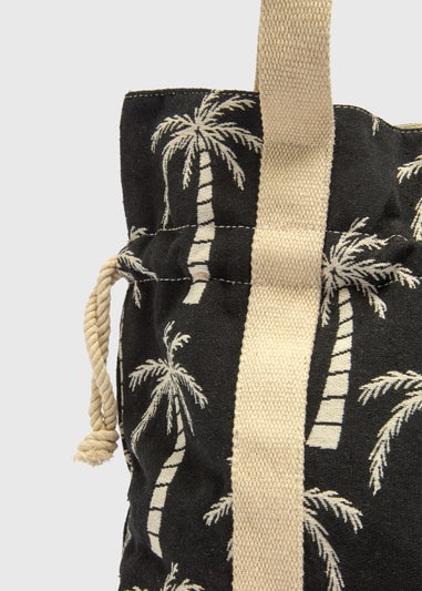Black Palm Tree Beach Bag