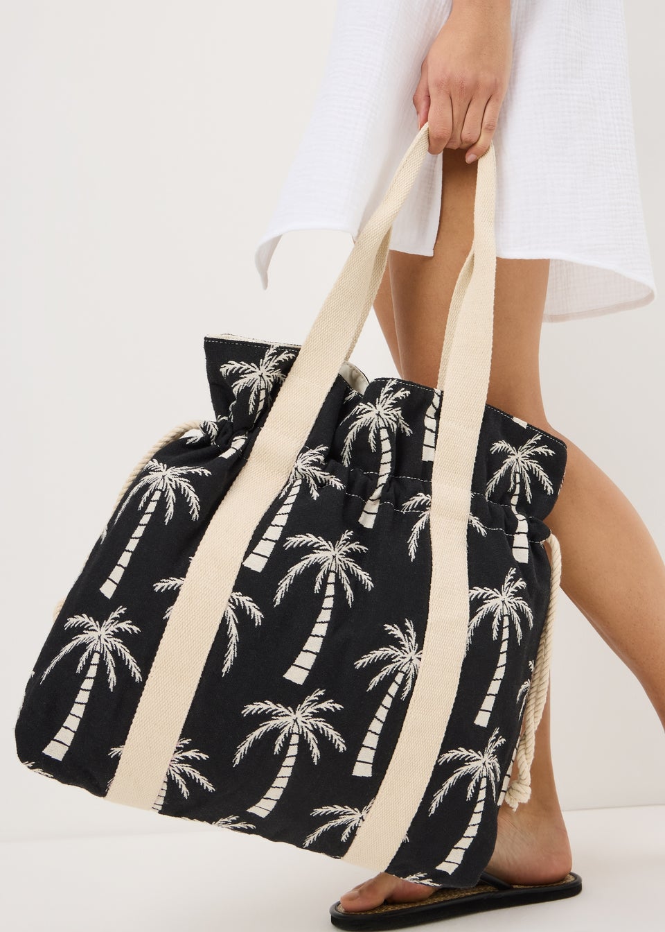 Black Palm Tree Beach Bag
