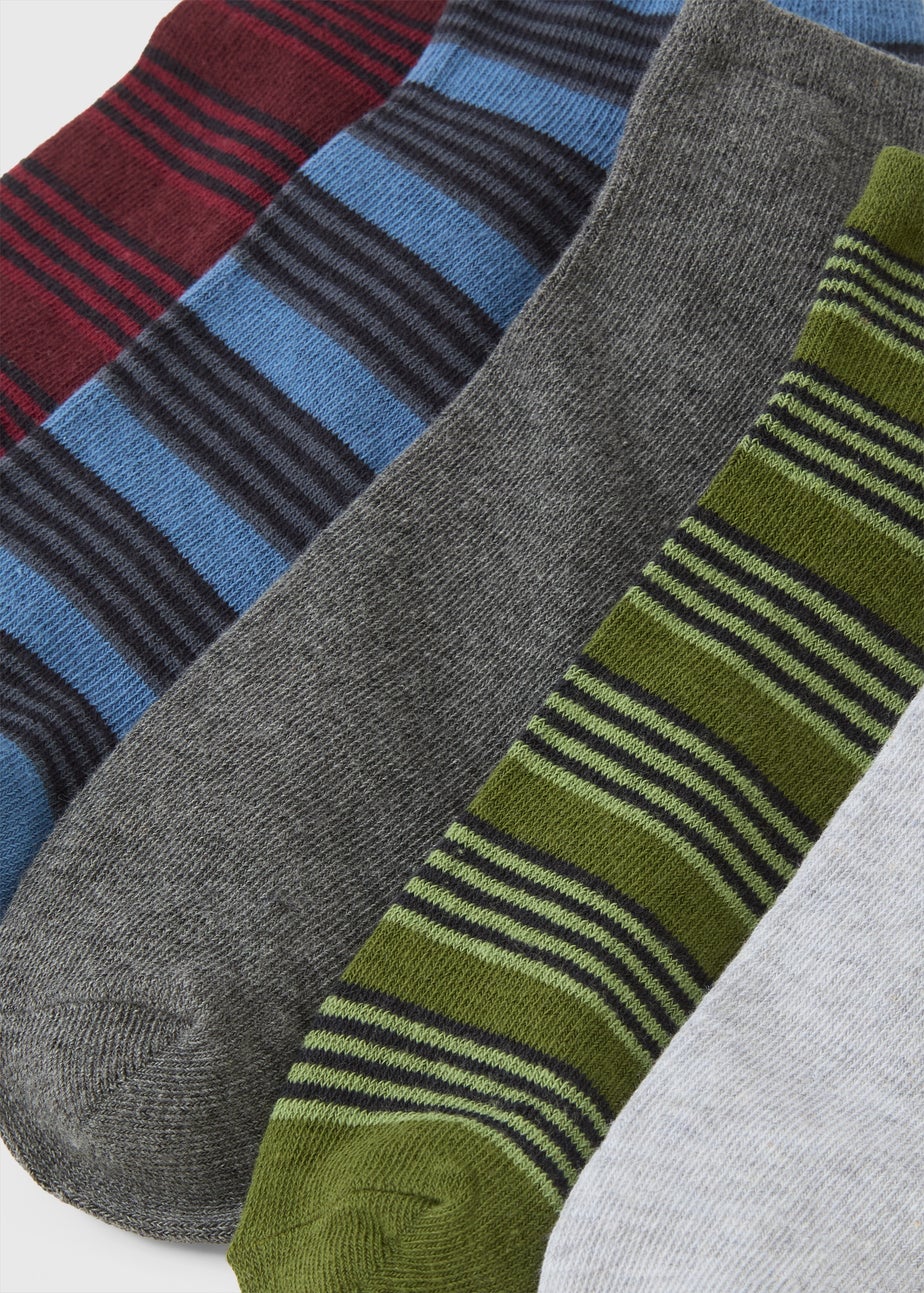5 Pack Multi Stripe Trainer Socks